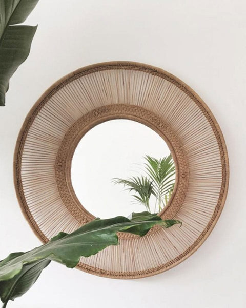 Στρογγυλός Rattan Natural Καθρέφτης Malawi σε 2 Διαστάσεις