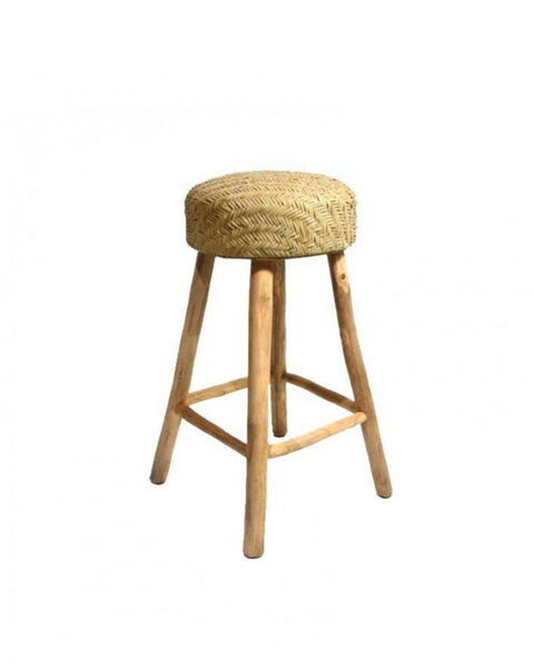 Ψηλό Σκαμπώ από Μασίφ Ξύλο Teak Lao 38x38x70cm