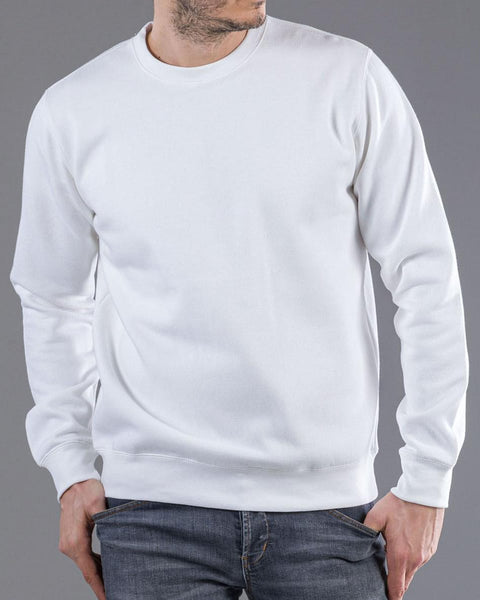 Unisex Βαμβακερό Φούτερ με Λαιμόκοψη Basic Line 5 Αποχρώσεις-Άσπρο-XX Large