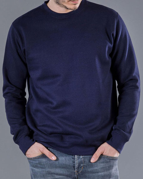 Unisex Βαμβακερό Φούτερ με Λαιμόκοψη Basic Line-Μπλε-Medium