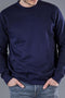 Unisex Βαμβακερό Φούτερ με Λαιμόκοψη Basic Line-Μπλε-Large