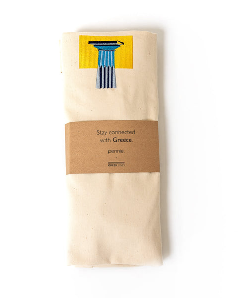 Οργανικό Βαμβάκι Natural Τσάντα Tote Greek Lines 4 Σχέδια 40x47x6cm 