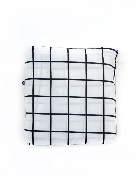 Microsilk Κομποζέ Εμπριμέ Oxford Ζεύγος Μαξιλαροθήκες Άσπρο-Μαύρο Καρό Nano 50x70+5cm