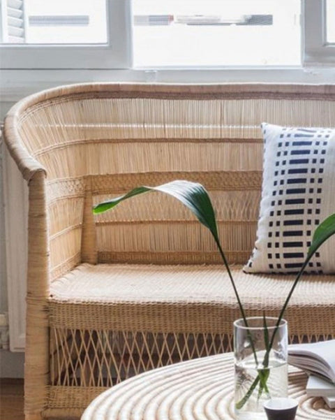 Πλεκτός Διθέσιος Καναπές από Φυσικό Rattan Malawi 123x62x83cm