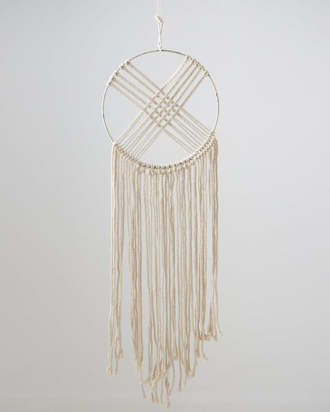 Boho Διακοσμητικό Τοίχου Macrame Ονειροπαγίδα με Κρόσσια Orion 30x60cm