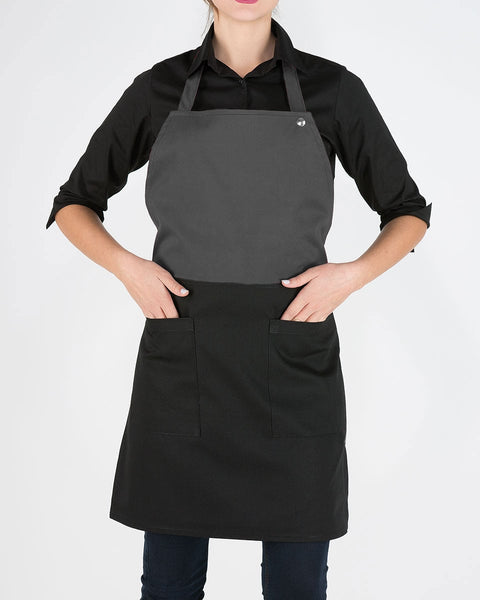 Unisex Δίχρωμη Ολόσωμη Ποδιά Μπούστο Cuisine σε 3 Αποχρώσεις-Γκρι