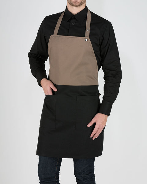 Unisex Δίχρωμη Ολόσωμη Ποδιά Μπούστο Cuisine σε 3 Αποχρώσεις-Μπεζ