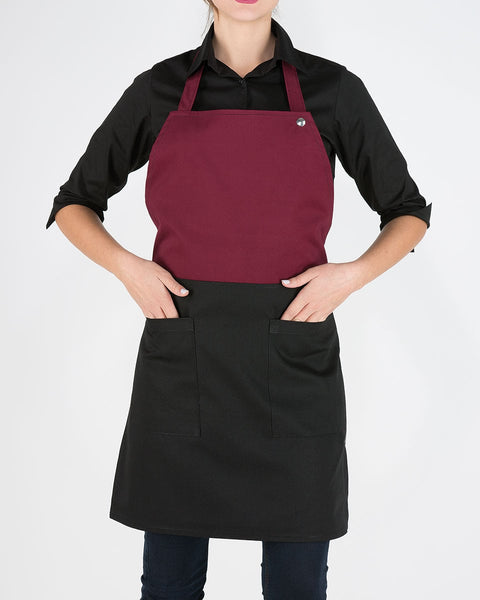 Unisex Δίχρωμη Ολόσωμη Ποδιά Μπούστο Cuisine σε 3 Αποχρώσεις-Μπορντώ