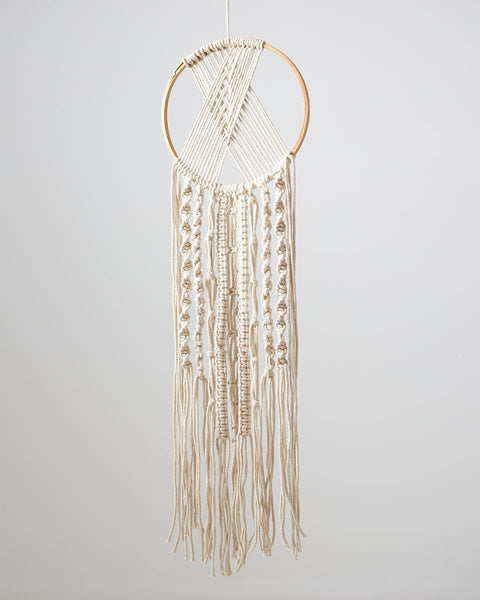 Boho Διακοσμητικό Τοίχου Macrame Ονειροπαγίδα με Κρόσσια Silas 30x60cm
