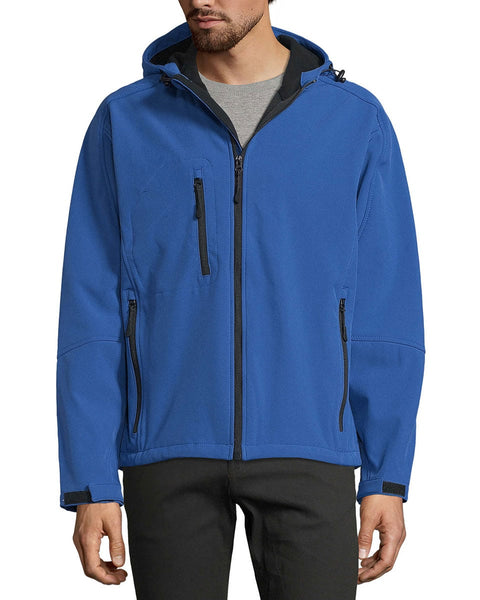 Ανδρικό Αδιάβροχο Μπουφάν 3 Τσέπες Softshell με Κουκούλα Basic Line σε 6 Αποχρώσεις-Μπλε Royal-X Large