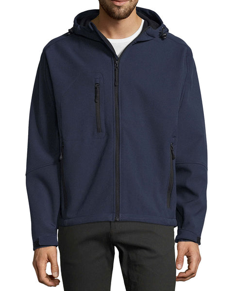 Ανδρικό Αδιάβροχο Μπουφάν 3 Τσέπες Softshell με Κουκούλα Basic Line σε 6 Αποχρώσεις-Μπλε Navy-Small