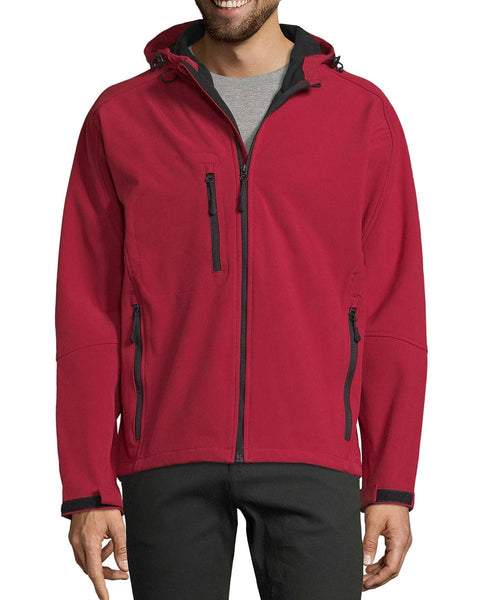 Ανδρικό Αδιάβροχο Μπουφάν 3 Τσέπες Softshell με Κουκούλα Basic Line σε 6 Αποχρώσεις-Κόκκινο-Small