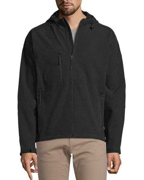 Ανδρικό Αδιάβροχο Μπουφάν 3 Τσέπες Softshell με Κουκούλα Basic Line σε 6 Αποχρώσεις-Μαύρο-Medium