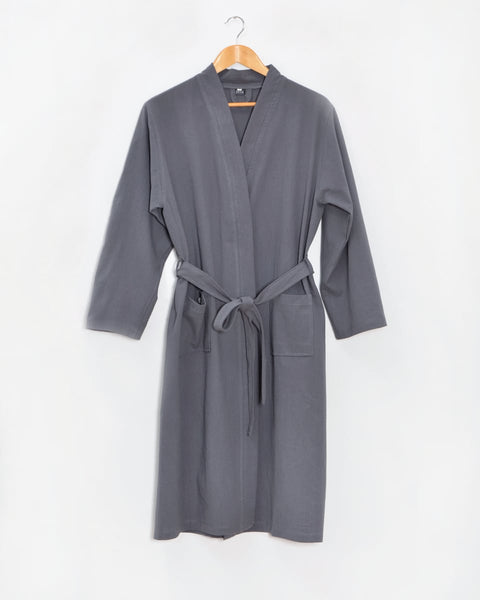 Μονόχρωμη Ρόμπα Stonewashed Luxury σε 7 Αποχρώσεις-Ανθρακί-Medium