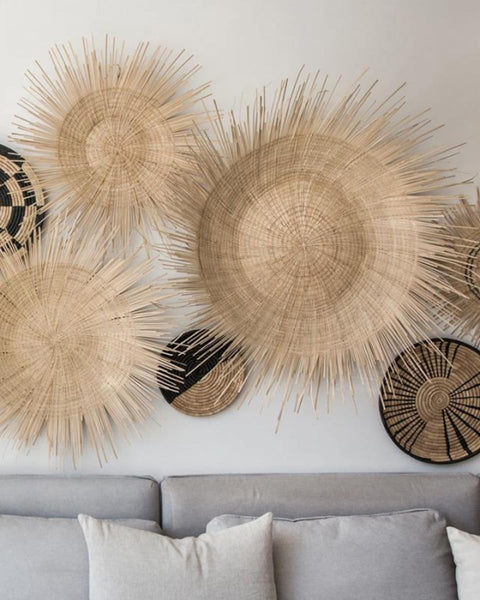 Boho Διακοσμητικό Τοίχου από Φύλλα Φοίνικα Sun Plate σε 3 Διαστάσεις