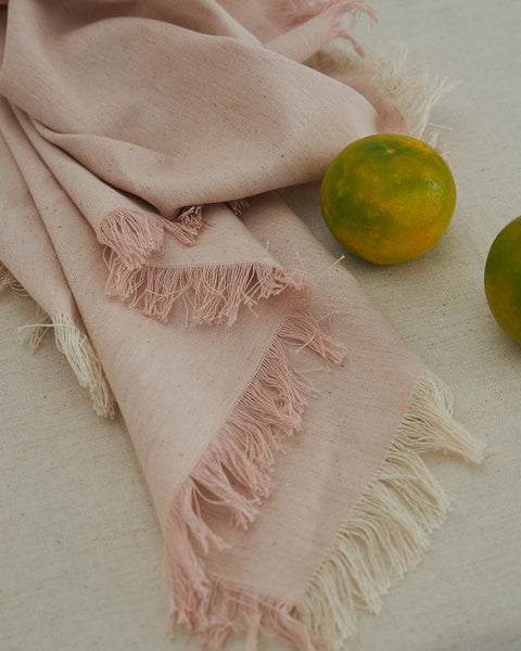 Μονόχρωμη Cottonlinen Πετσέτα Φαγητού με Κρόσσι Tomar 53x53cm-Πούδρα